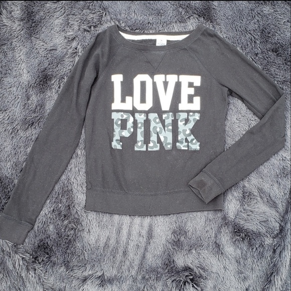PINK Victoria's Secret Tops - VS Pink Black Sweatshirt